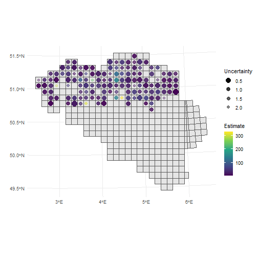 Spatial uncertainty using transparency and size.