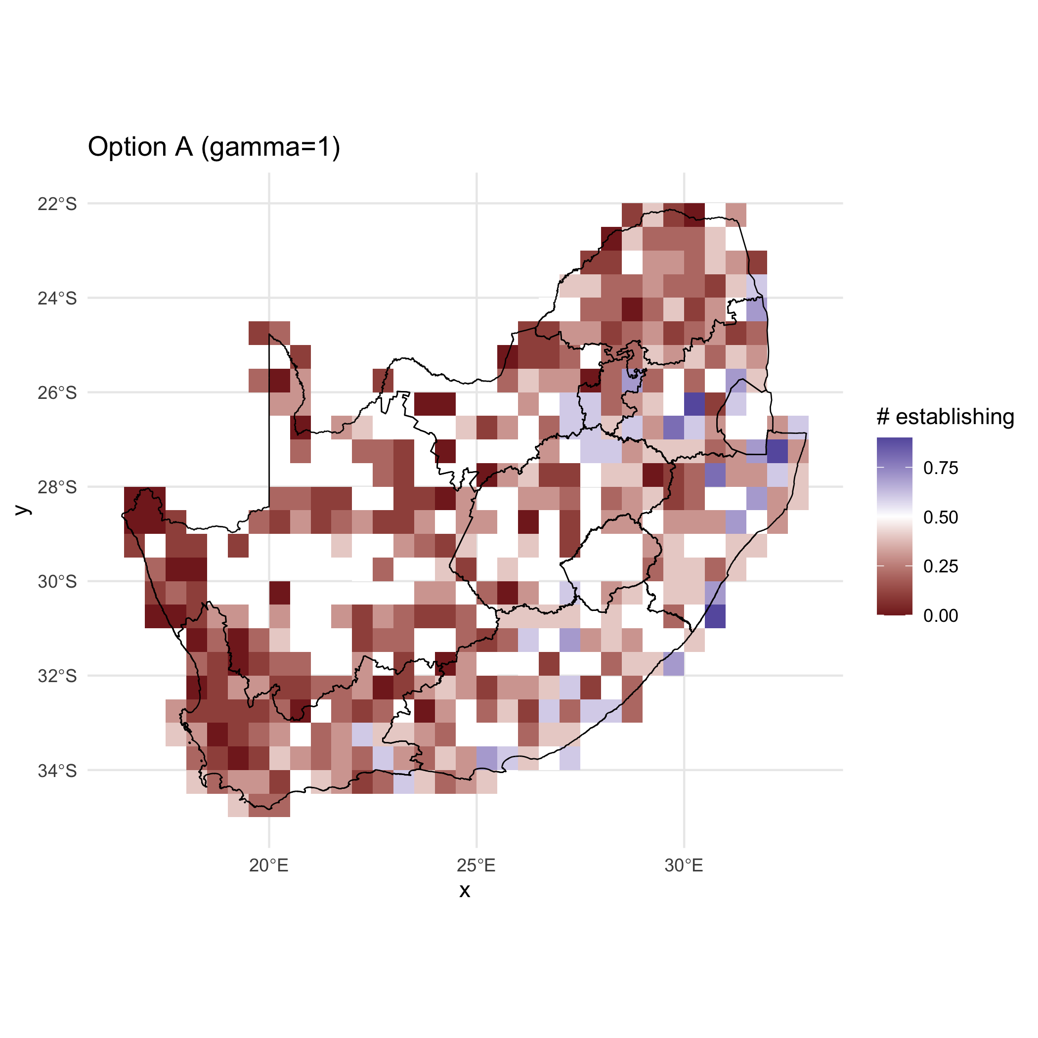 Spatial pattern of invader establishment