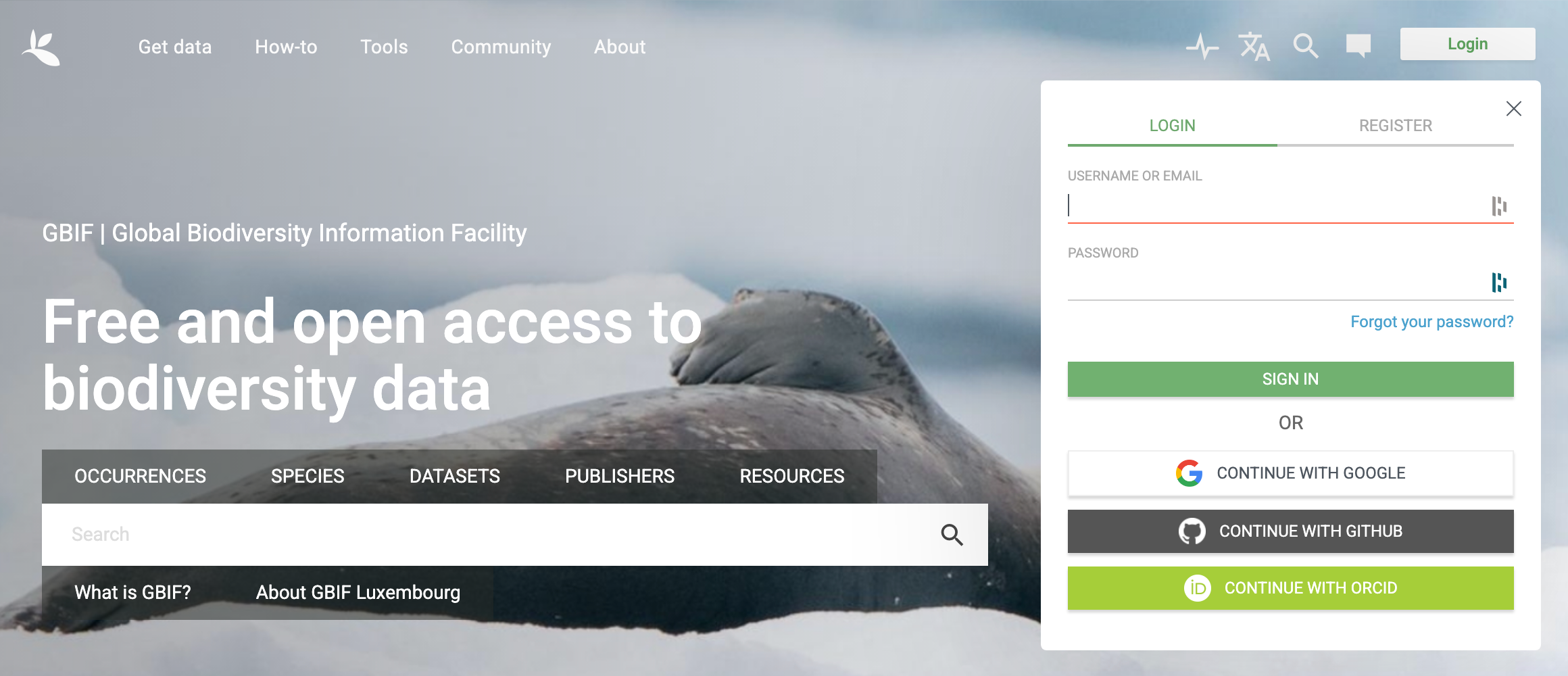 login screenshot